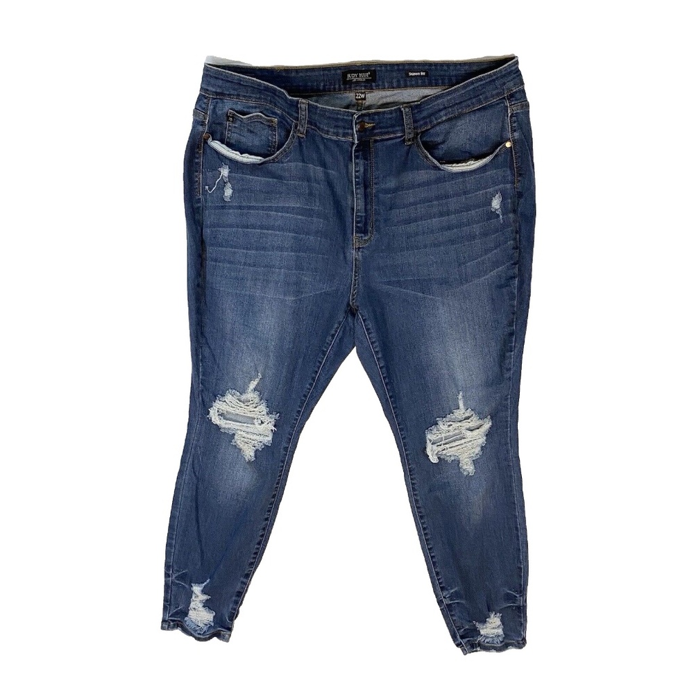 Judy Blue Jeans Size 22W Skinny Fit Blue Denim Stretch Distressed High Rise